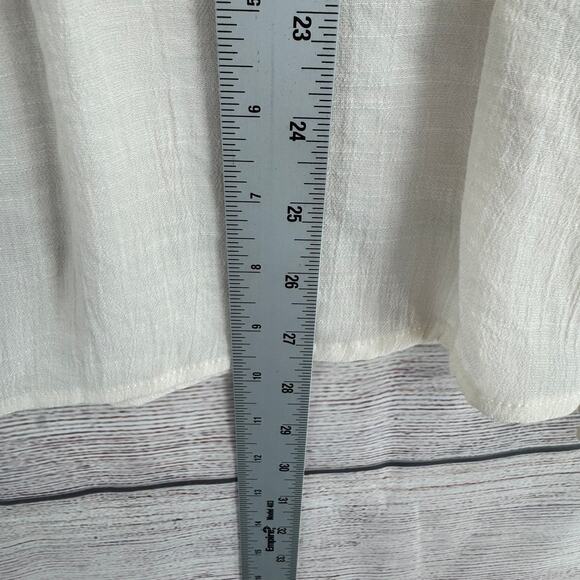 Perch by Blu Pepper Embroidered Blouse Womens 2XL Cream Brown Ruffles - Picture 12 of 13